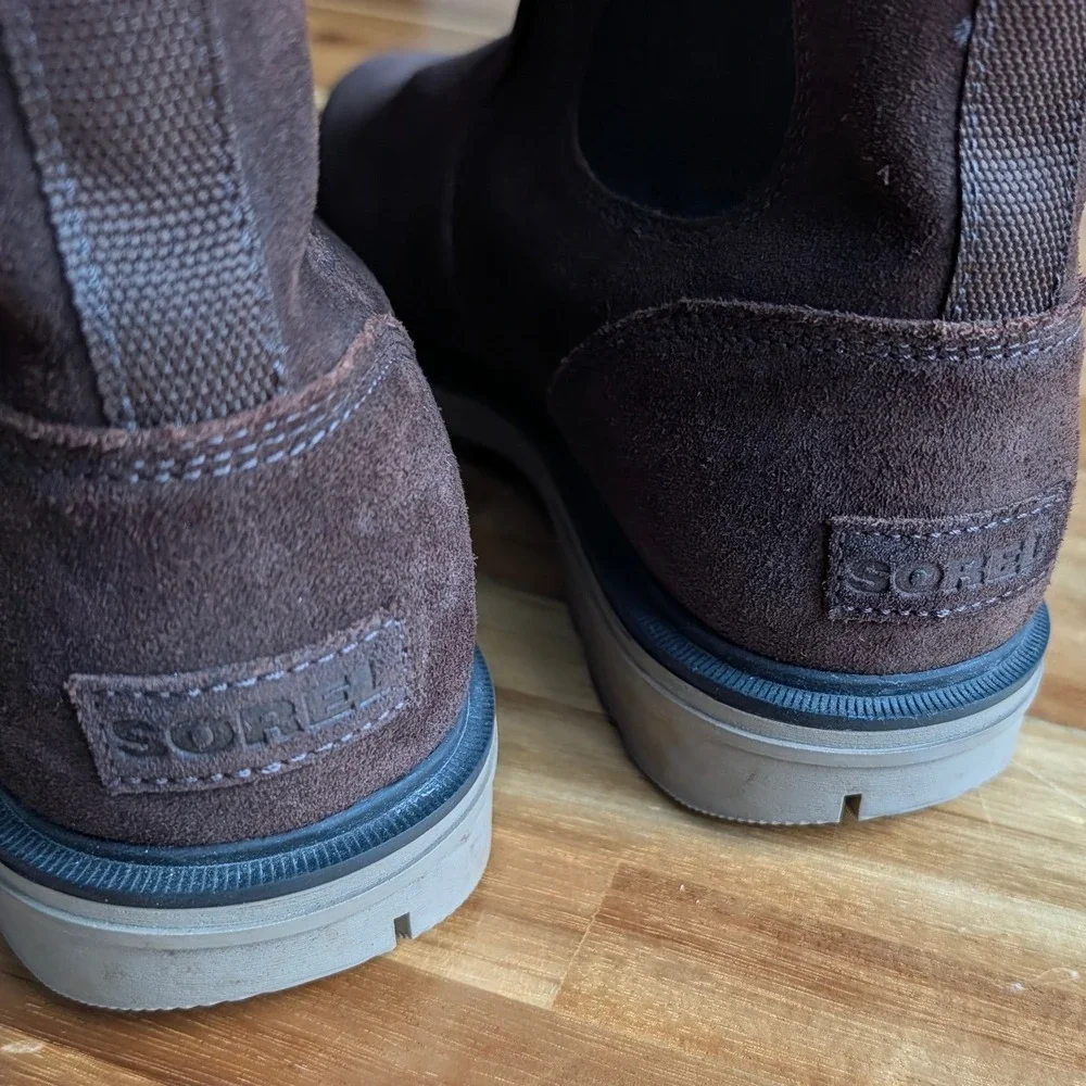 Sorel Men Chelsea Waterproof Suede Boots Dark Brown Size 12